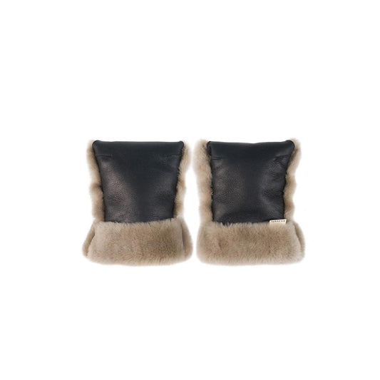 BINIBAMBA Sheepskin Buggy Mittens - Noir + Toast