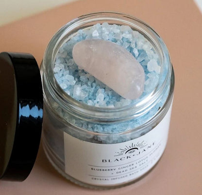Blueberry Ginger Lotus & Dead Sea Salt Crystal Infused Bath Soak