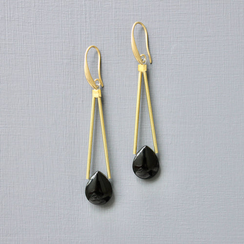 black agate geometric earrings
