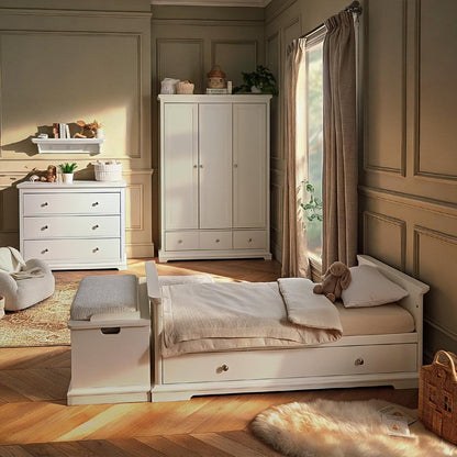 CuddleCo Beaumont 3pc Set - Low Cot Bed - White