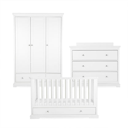 CuddleCo Beaumont 3pc Set - Low Cot Bed - White