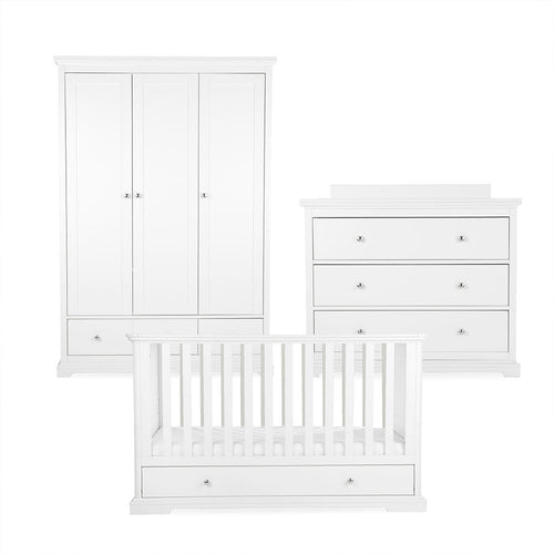 CuddleCo Beaumont 3pc Set - Low Cot Bed - White