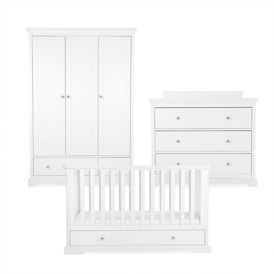 CuddleCo Beaumont 3pc Set - Low Cot Bed - White