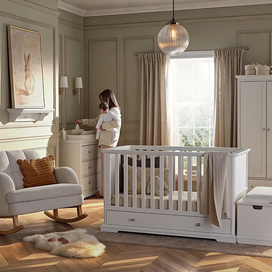 CuddleCo Beaumont 3pc Set - Low Cot Bed - White
