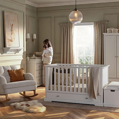 CuddleCo Beaumont 3pc Set - Low Cot Bed - White