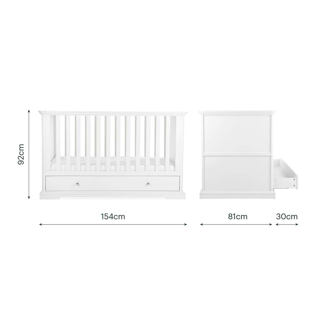 CuddleCo Beaumont 3pc Set - Low Cot Bed - White