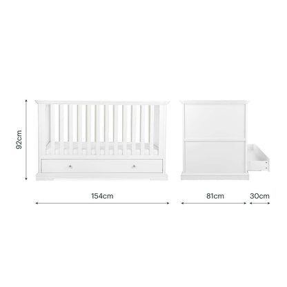 CuddleCo Beaumont 3pc Set - Low Cot Bed - White