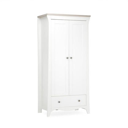 CuddleCo Clara 2-Door Double Wardrobe   - White/Ash