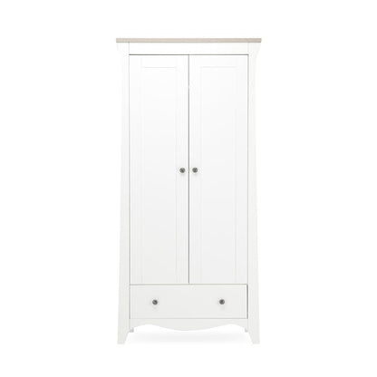 CuddleCo Clara 2-Door Double Wardrobe   - White/Ash