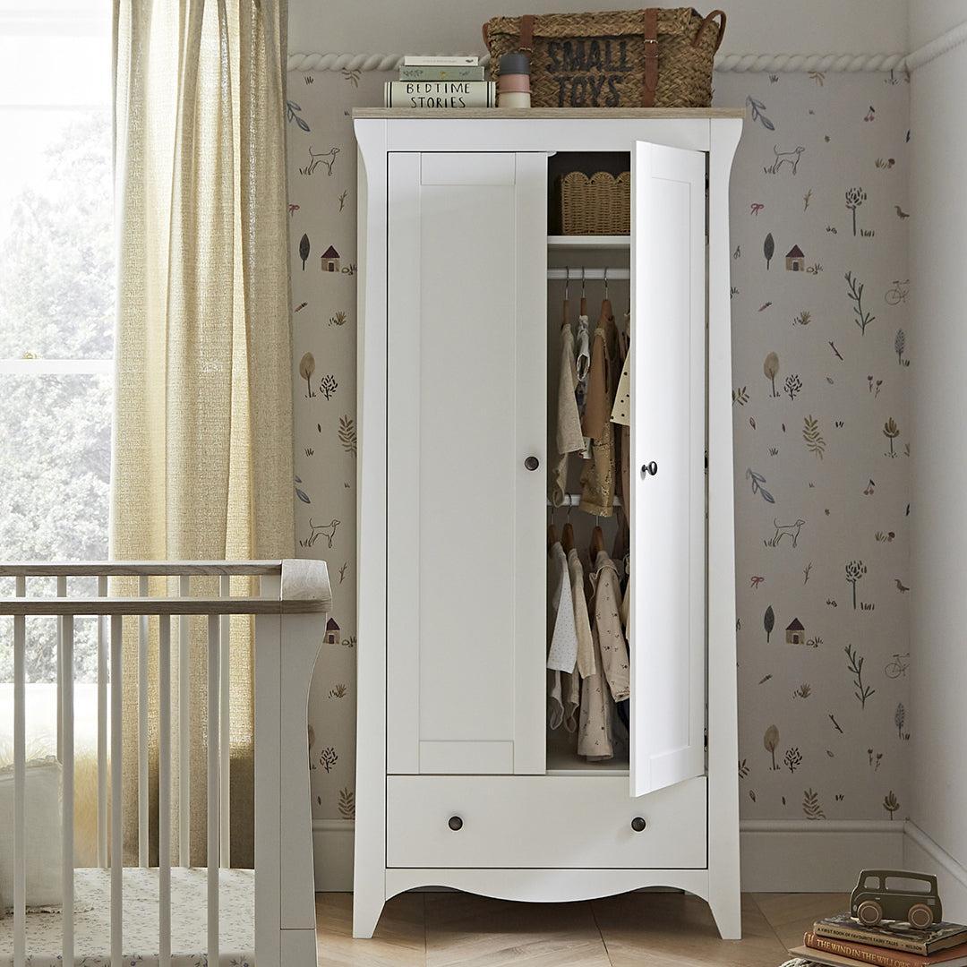 CuddleCo Clara 2-Door Double Wardrobe   - White/Ash