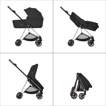 CYBEX Mios Comfort Pushchair & Foldable Carrycot - Sepia Black/Rose Gold