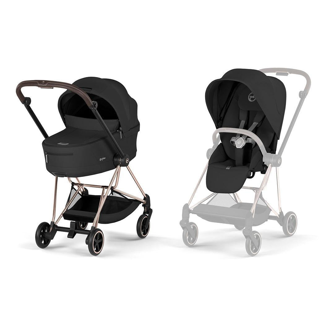 CYBEX Mios Comfort Pushchair & Foldable Carrycot - Sepia Black/Rose Gold