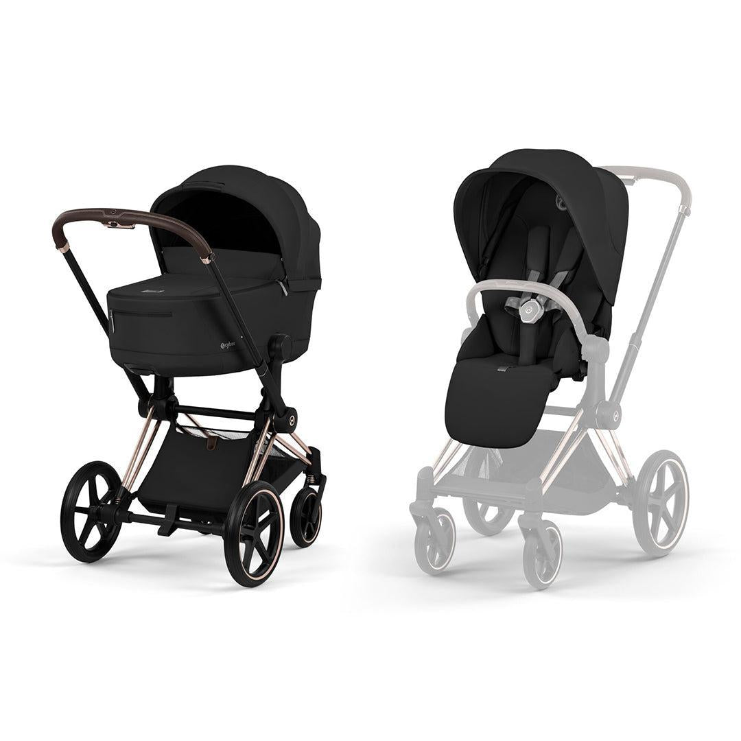 CYBEX PRIAM Pushchair & Fold Cot - Comfort - Sepia Black/Rose Gold