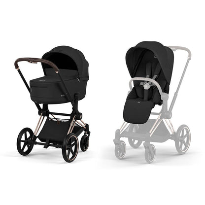 CYBEX PRIAM Pushchair & Fold Cot - Comfort - Sepia Black/Rose Gold
