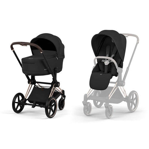 CYBEX PRIAM Pushchair & Fold Cot - Comfort - Sepia Black/Rose Gold