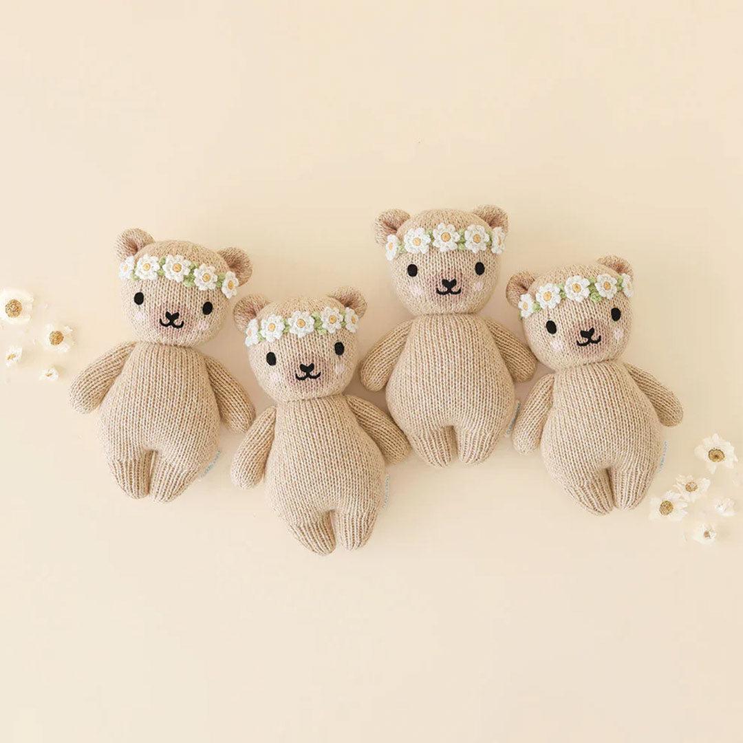 Cuddle + Kind Baby Animal - Baby Honey Bear - Floral Crown - Ivory
