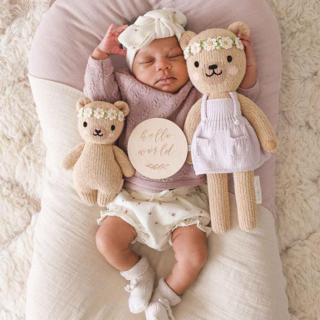 Cuddle + Kind Baby Animal - Baby Honey Bear - Floral Crown - Ivory