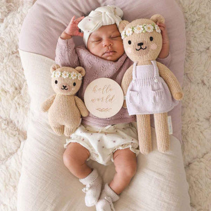 Cuddle + Kind Baby Animal - Baby Honey Bear - Floral Crown - Ivory