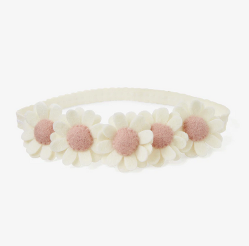 Cream Flower Crown Felt Nylon Baby Headband