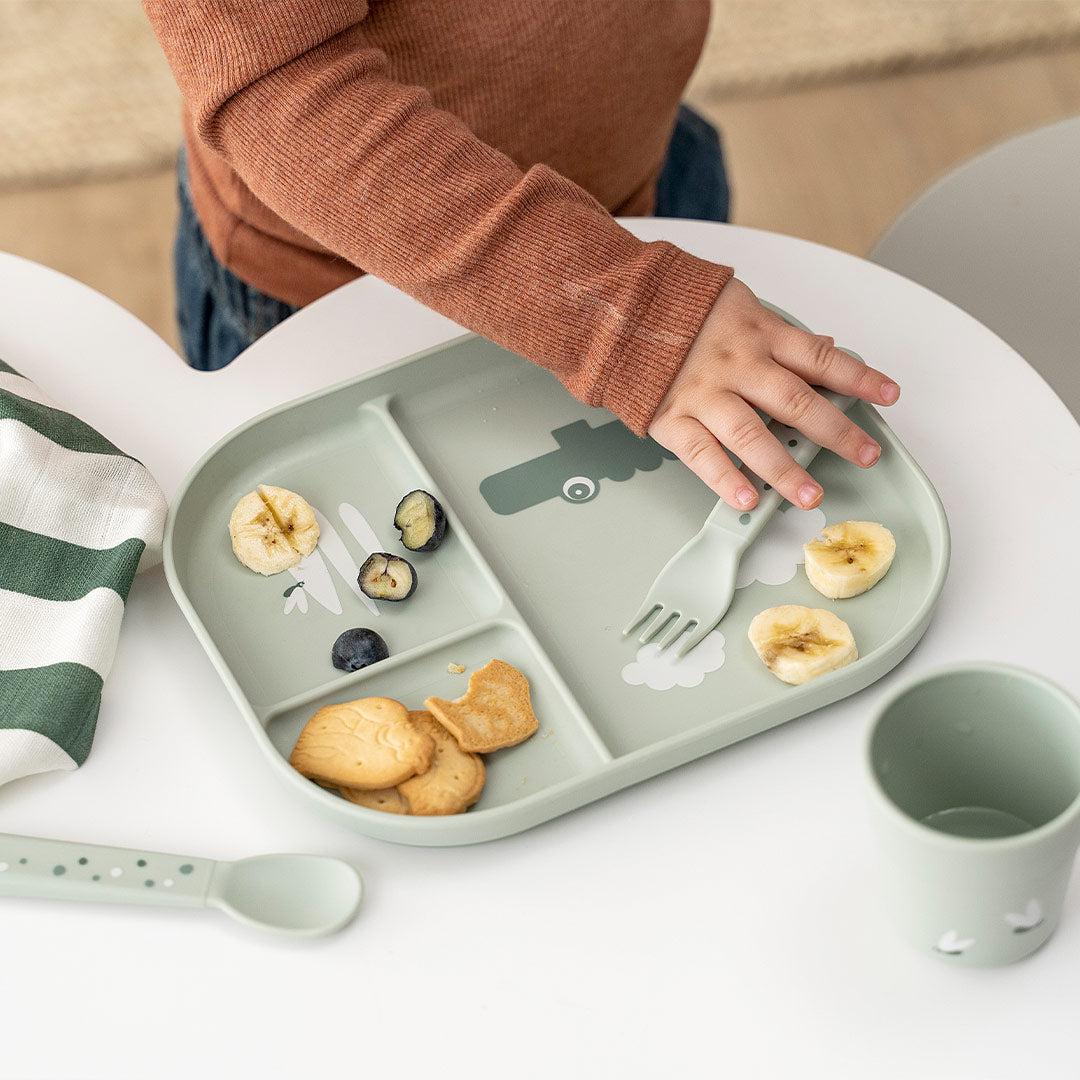 Done by Deer Foodie Compartment Plate - Green - Croco