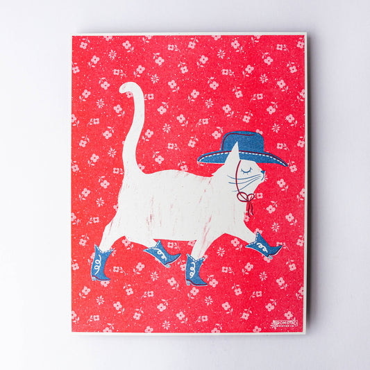 Cowboy Cat - Risograph Print