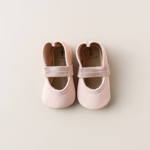 Baby Leather Mary Janes in Blush