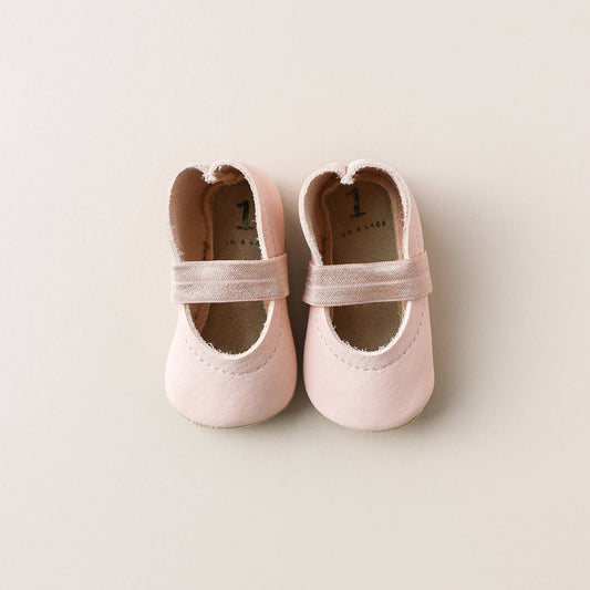 Baby Leather Mary Janes in Blush