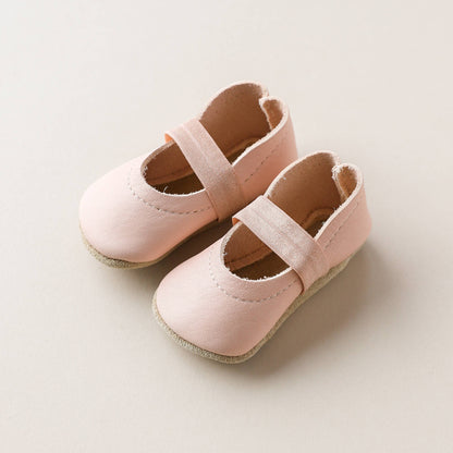 Baby Leather Mary Janes in Blush