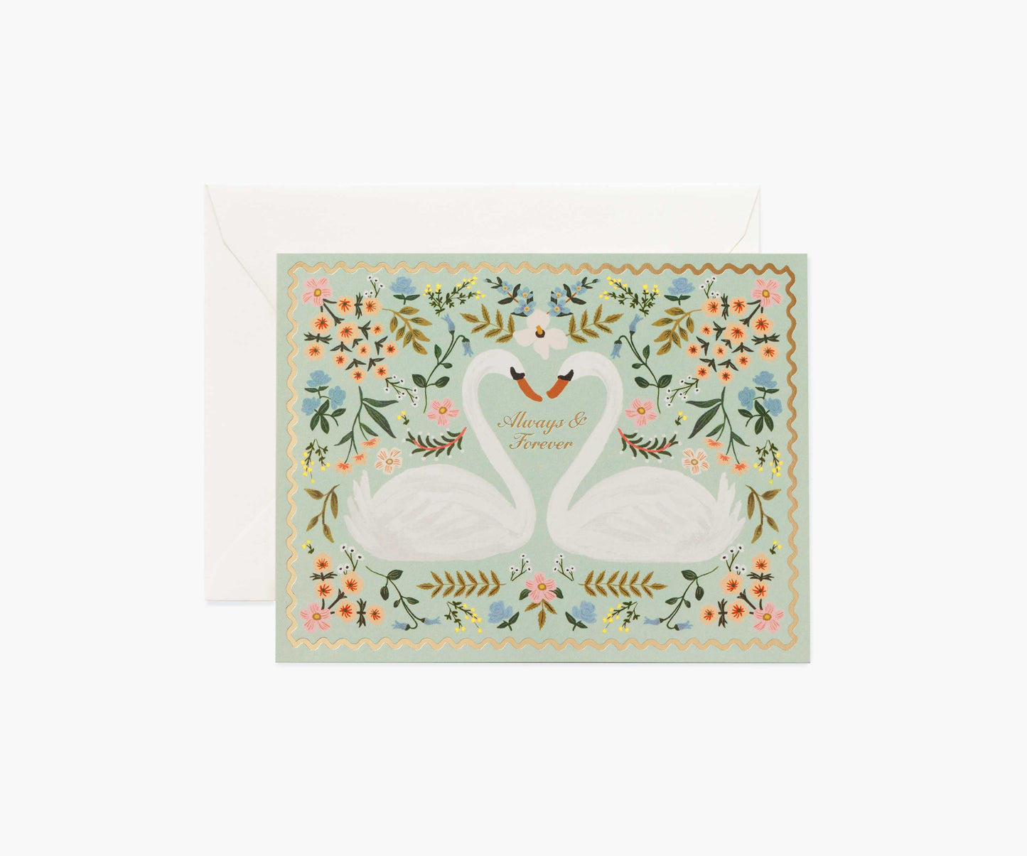 Always & Forever Swans Wedding Card - Single Card