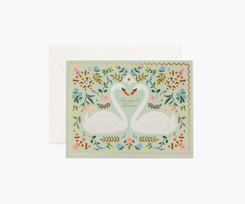 Always & Forever Swans Wedding Card - Single Card