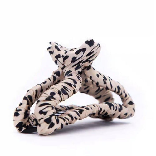 Leopard Satin Wrapped Claw Clip