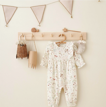 Owl Print Flutter Organic Muslin Baby Jumpsuit