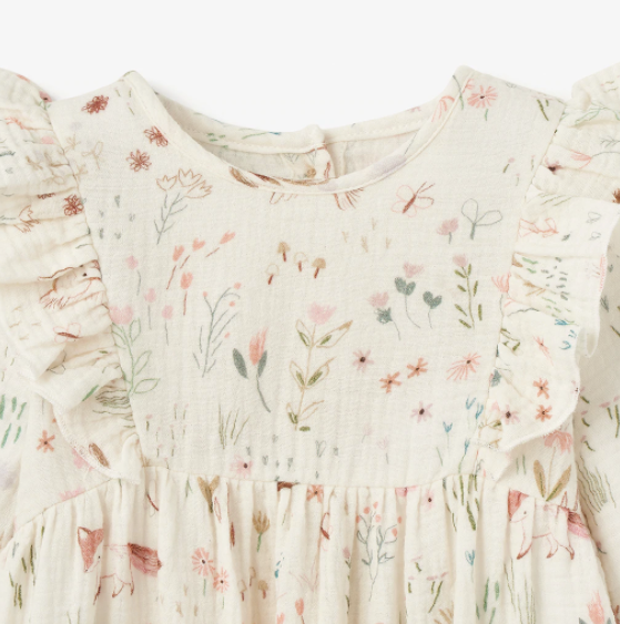 Owl Print Flutter Organic Muslin Baby Jumpsuit