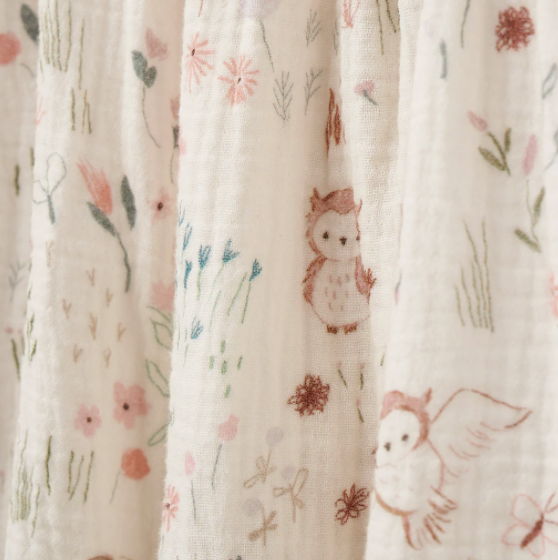 Owl Print Flutter Organic Muslin Baby Jumpsuit