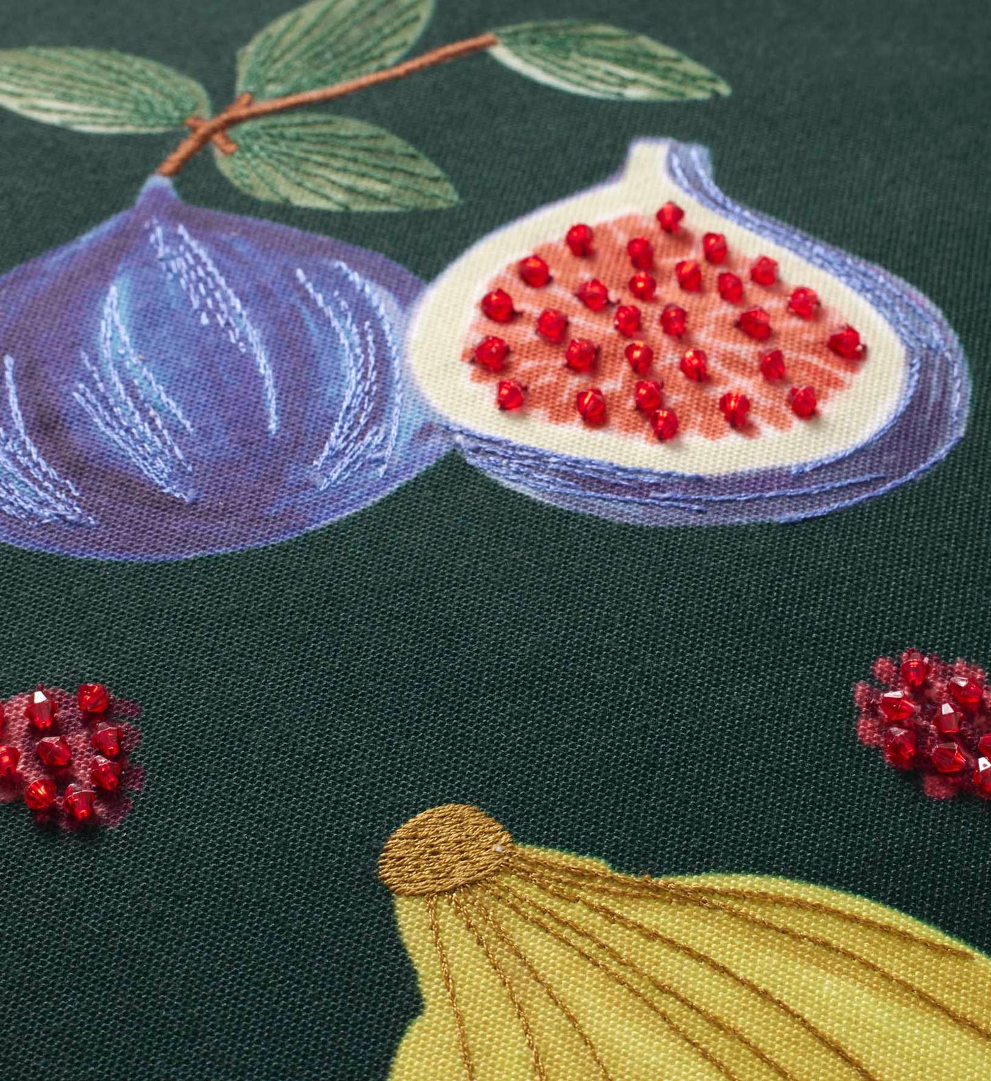 Fruit Stand Embroidered Pillow - Green
