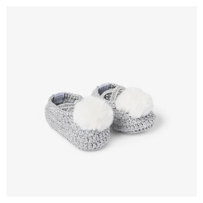 POM METALLIC HAND CROCHETED BABY BOOTIES