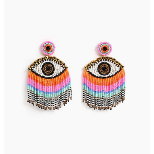 Rainbow Evil Eye Earrings
