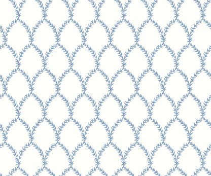 Laurel Wallpaper - Blue & White