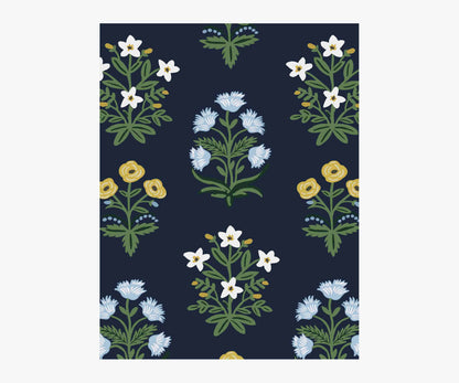 Mughal Rose Wallpaper Sample - Navy