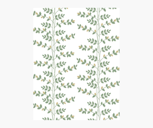 Climbing Vines Wallpaper Sample - White & Metallic Gold
